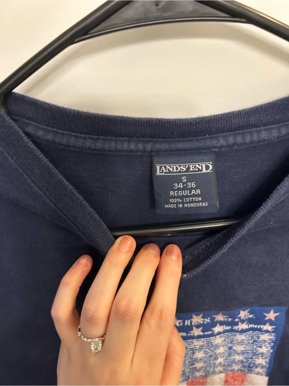 Vintage Land's End Navy Flag Graphic T-Shirt - Picture 2 of 11